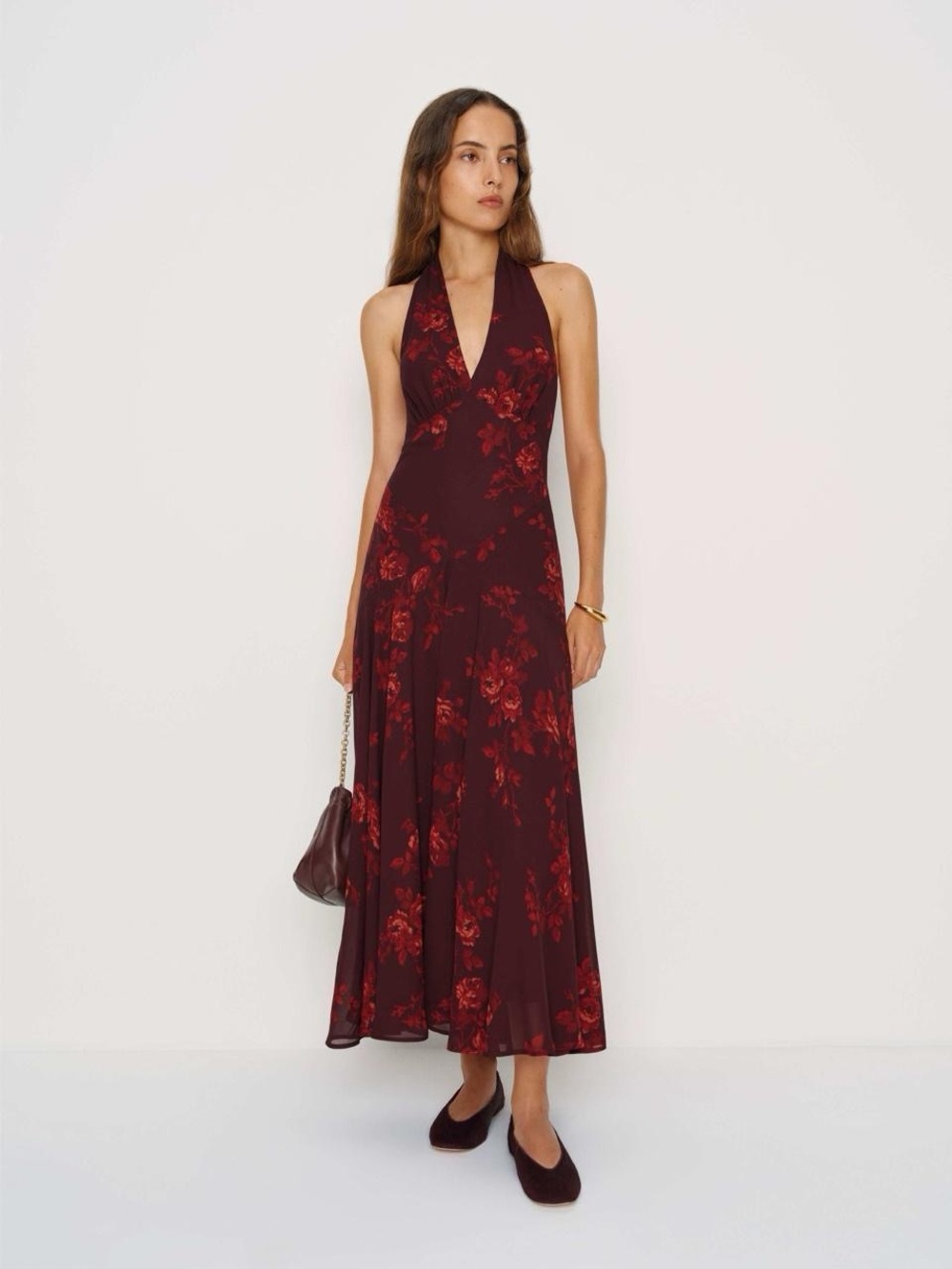 New, Reformation Brioni Halter Maxi Dress - Ode